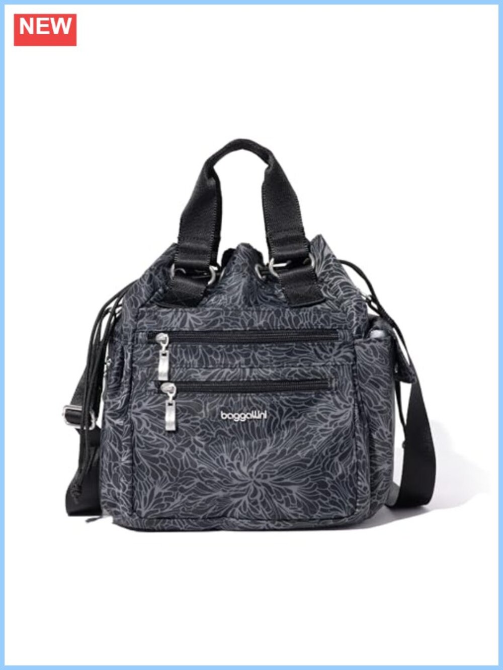 Washable Polyester Drawstring Crossbody Bag with 8 Pockets